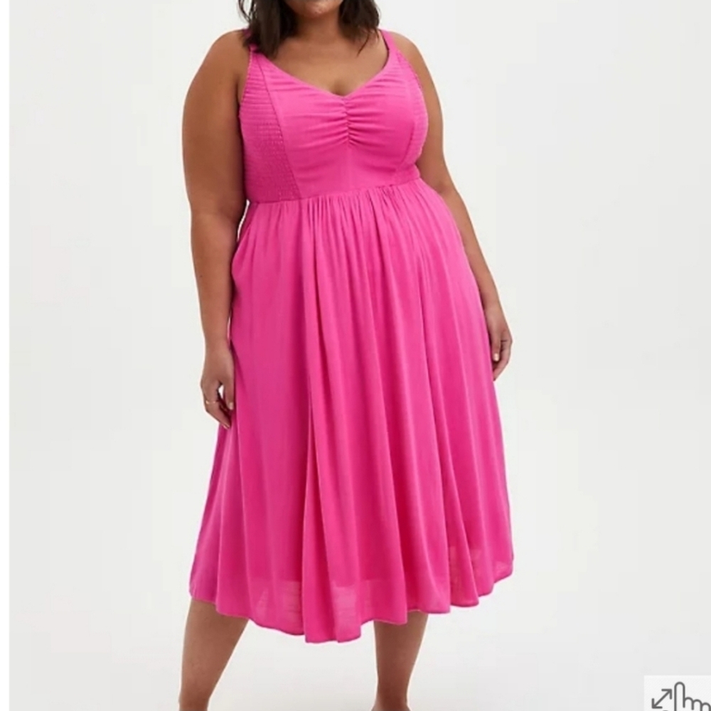 Torrid Midi Lenny Smocked Bodice Dress